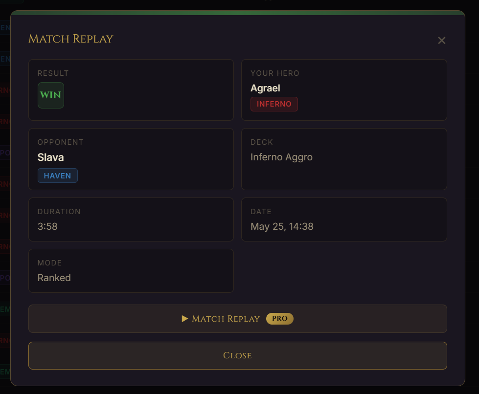 FatesForge Match History - Complete match history with filters for Might and Magic Fates