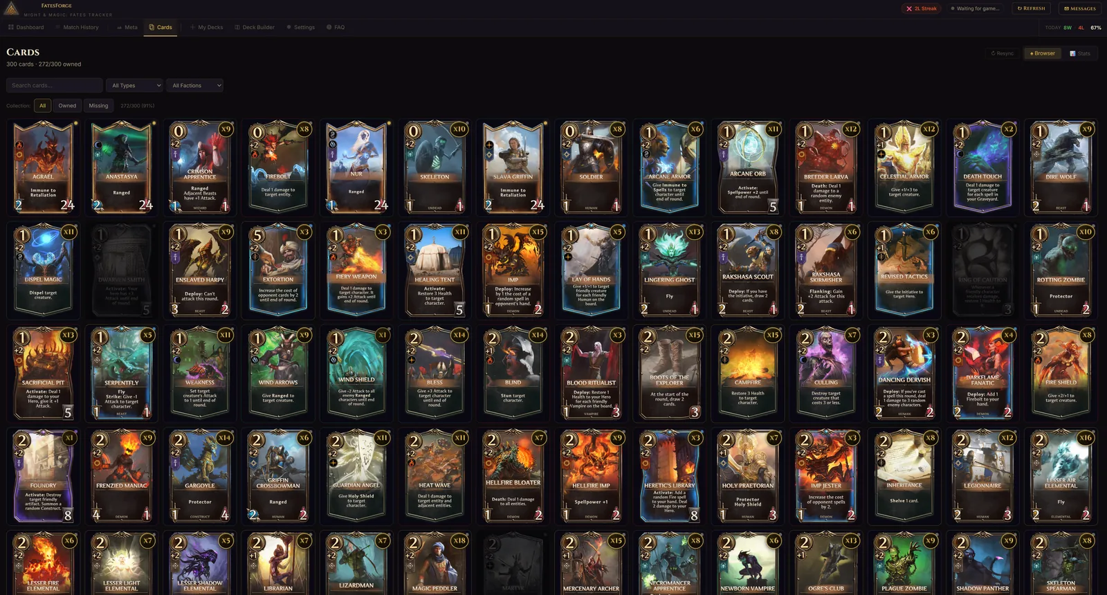 FatesForge Card Collection - Browse all cards with filters for Might & Magic The Card Game